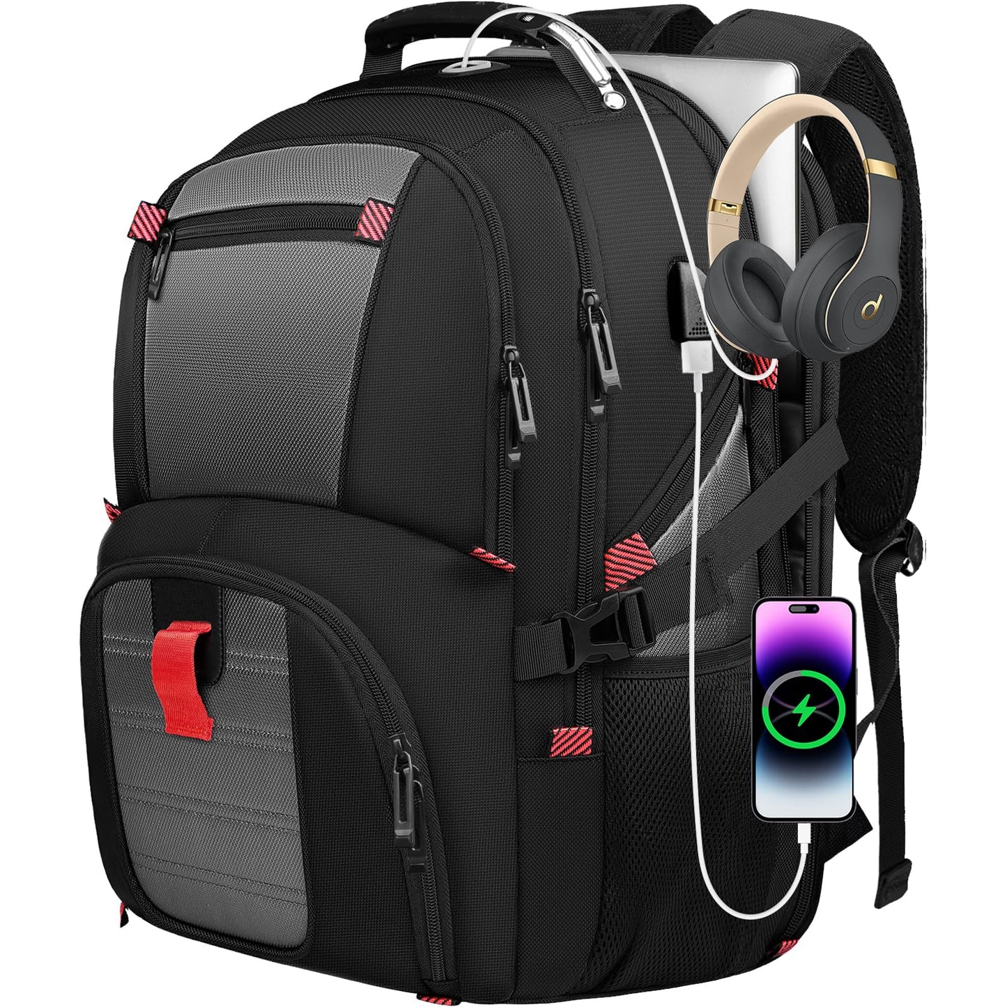 Large Travel Laptop Backpack with USB Charging