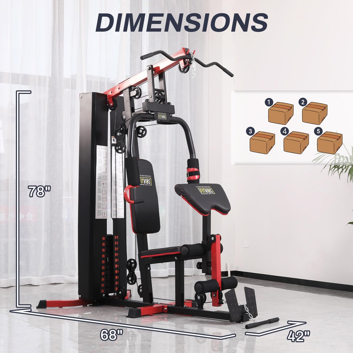 Fitvids Multifunctional Home Gym Equipment with 122.5 lbs Weight Stack