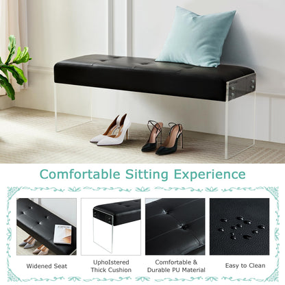 Modern PU Leather Entryway Bench by VECELO