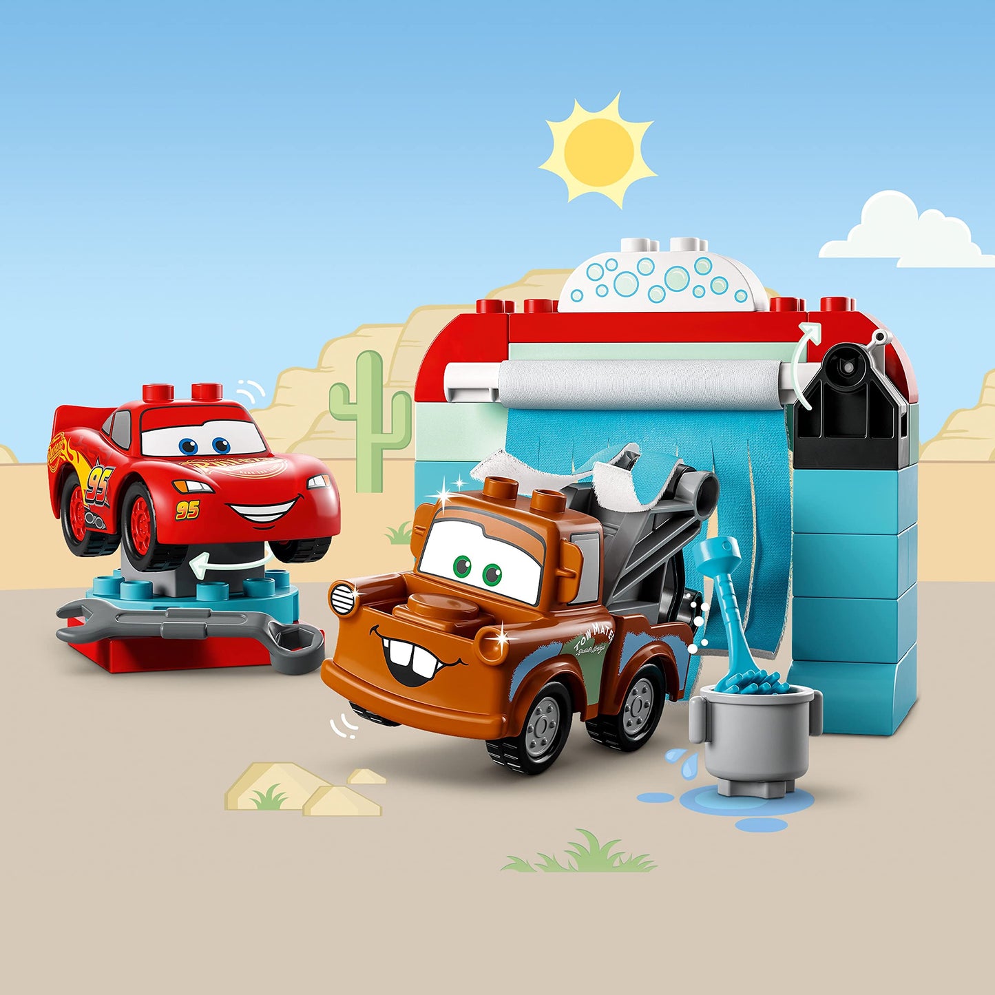 LEGO DUPLO Disney and Pixar's Cars Lightning McQueen & Mater's Car Wash Fun 10996, Buildable Toy for 2 Year Old Toddlers, Boys & Girls, Birthday Gift Idea