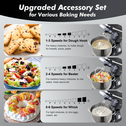 900W 8QT Aucma Stand Mixer with Attachments