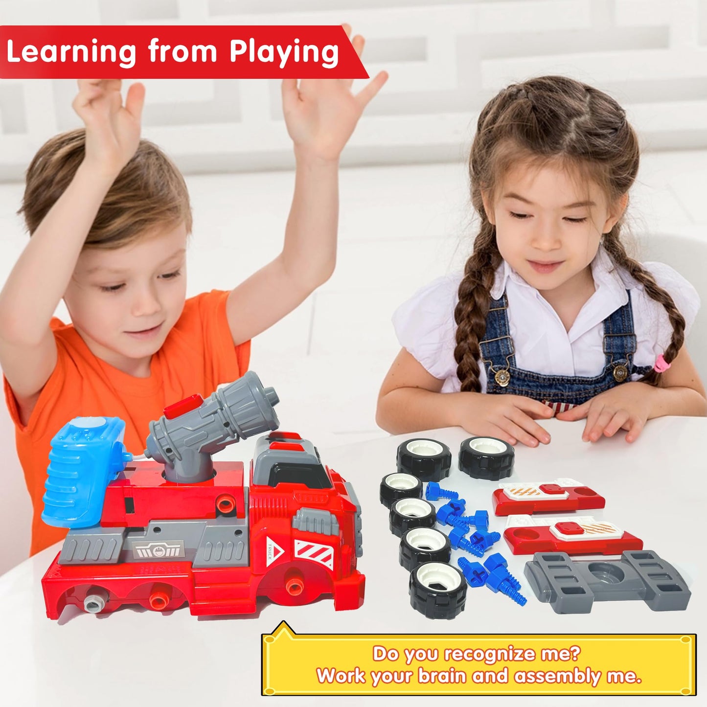 Fire Rescue Toy Truck with Electric Drill Set