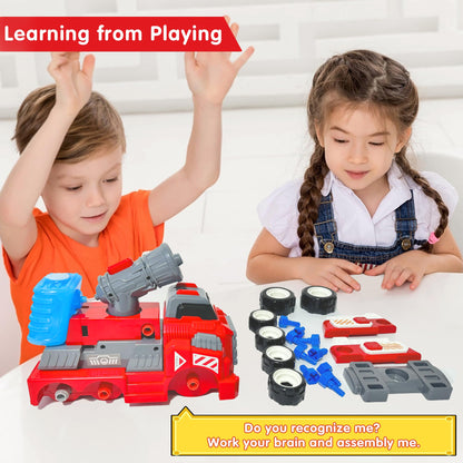 Fire Rescue Toy Truck with Electric Drill Set