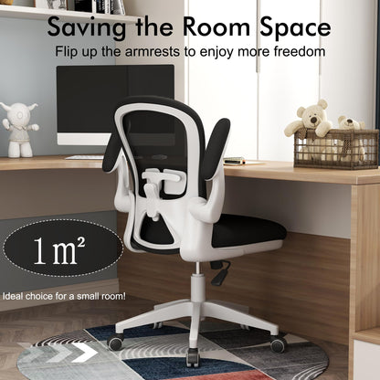 Apusen Ergonomic Home Office Desk Chairs Comfy Computer Gaming Chairs Mesh Arm Swivel Chairs of Adults for Home Office Bedroom(White)
