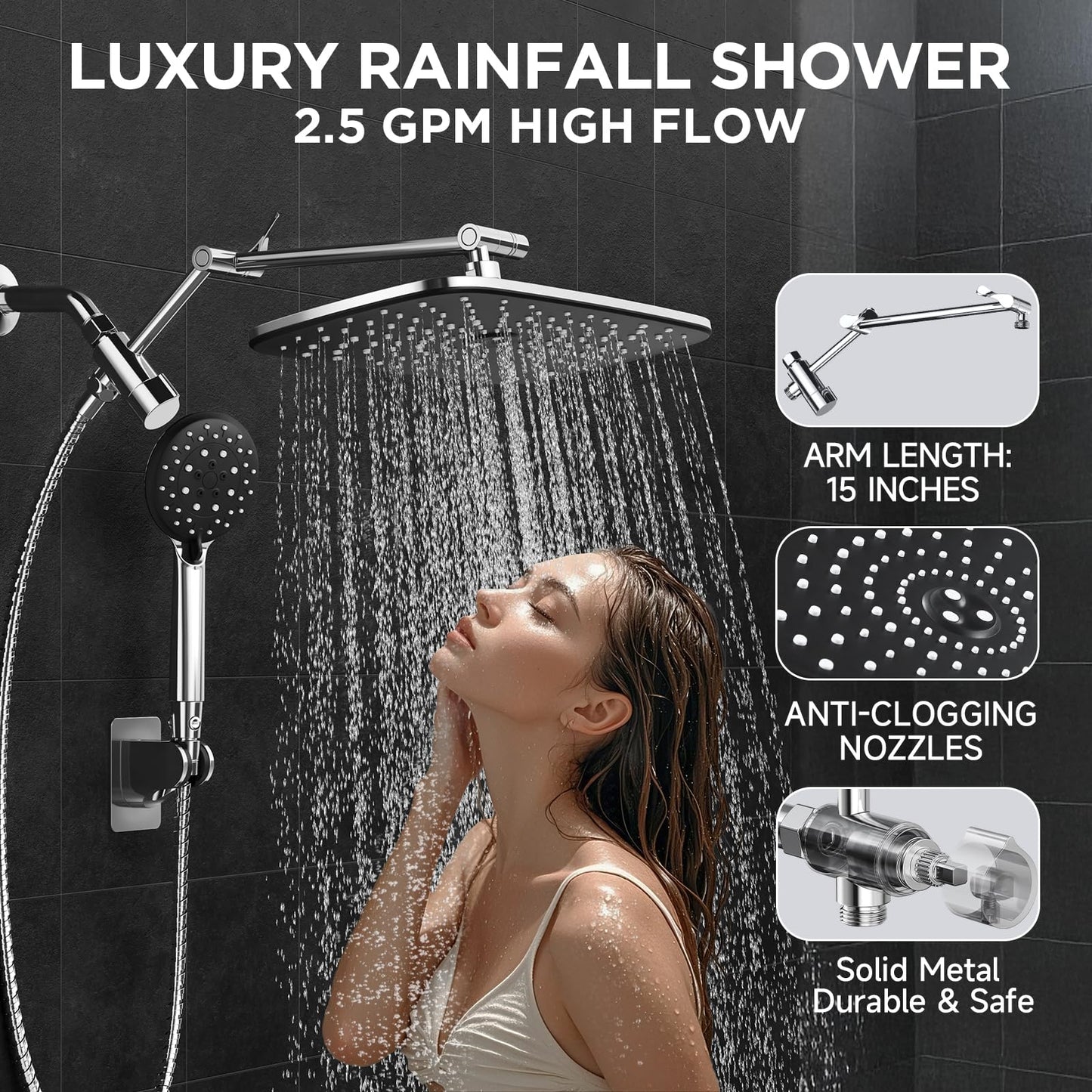Veken 6-Mode High Pressure Shower Head Combo