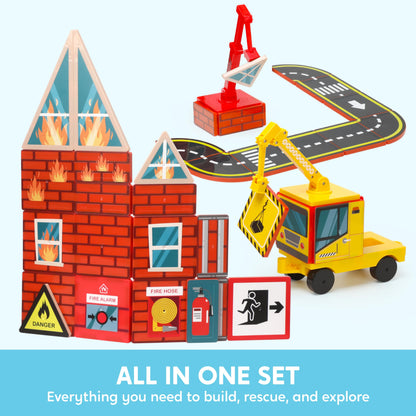 40PCS Magnetic Rescue City Set for Kids