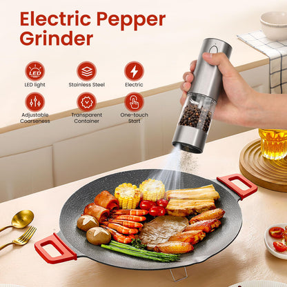 Electric Salt and Pepper Grinder Set with LED