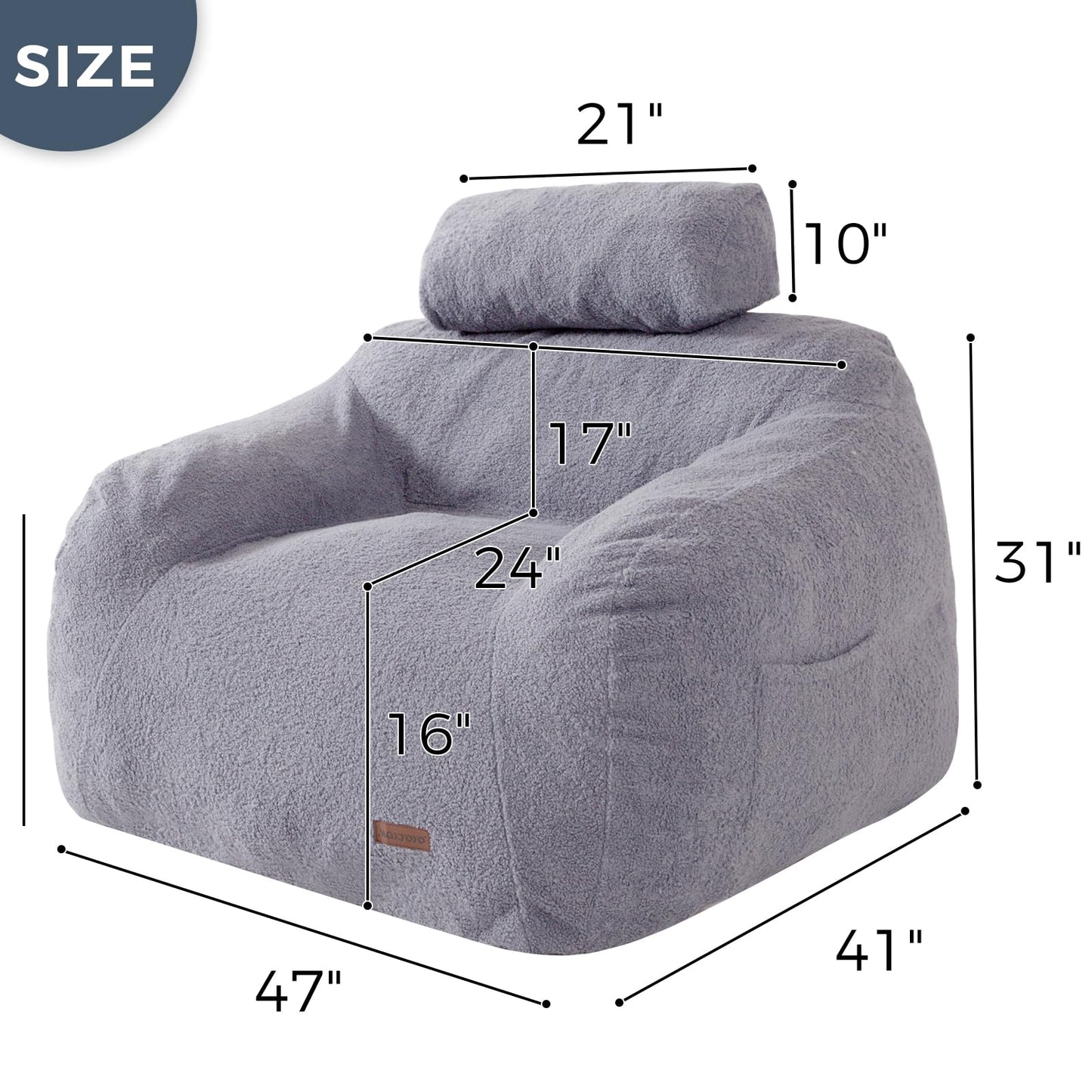 Giant Bean Bag Chair with Pillow by MAXYOYO