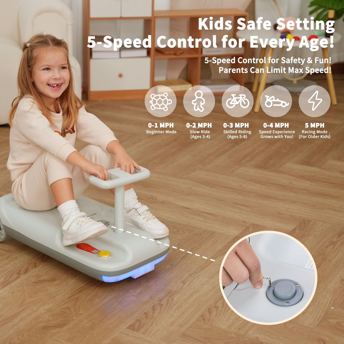 12V Kids Ride-On Gokart with Mop & Battery