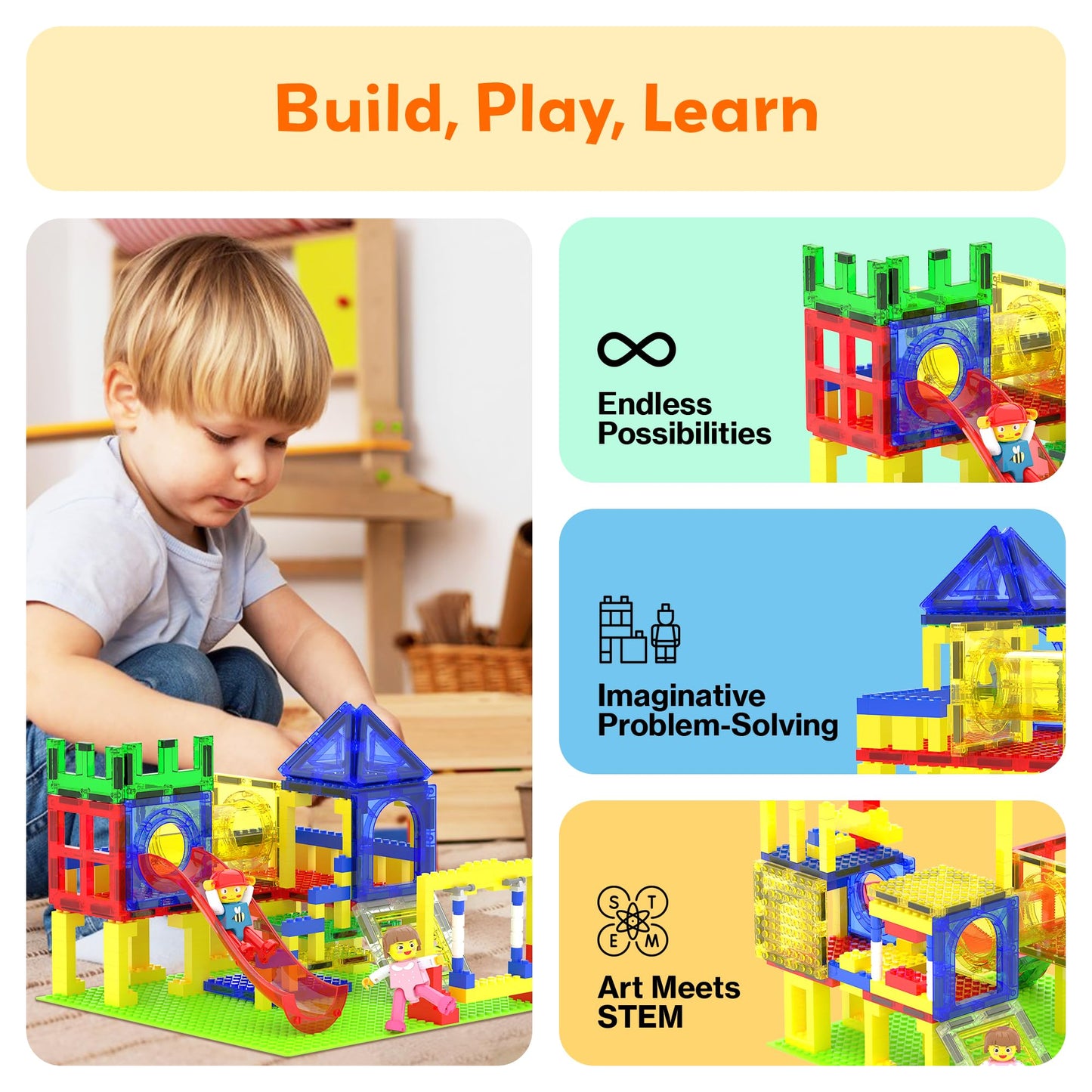 PicassoTiles Magnetic Building Blocks Playground Set