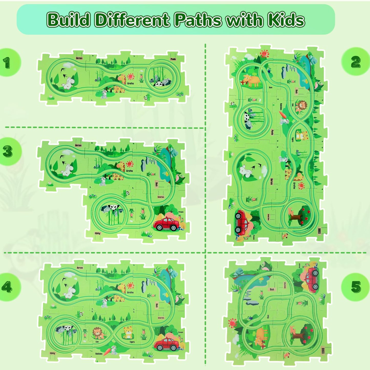Puzzle Racer Kids Car Track Set with Vehicles