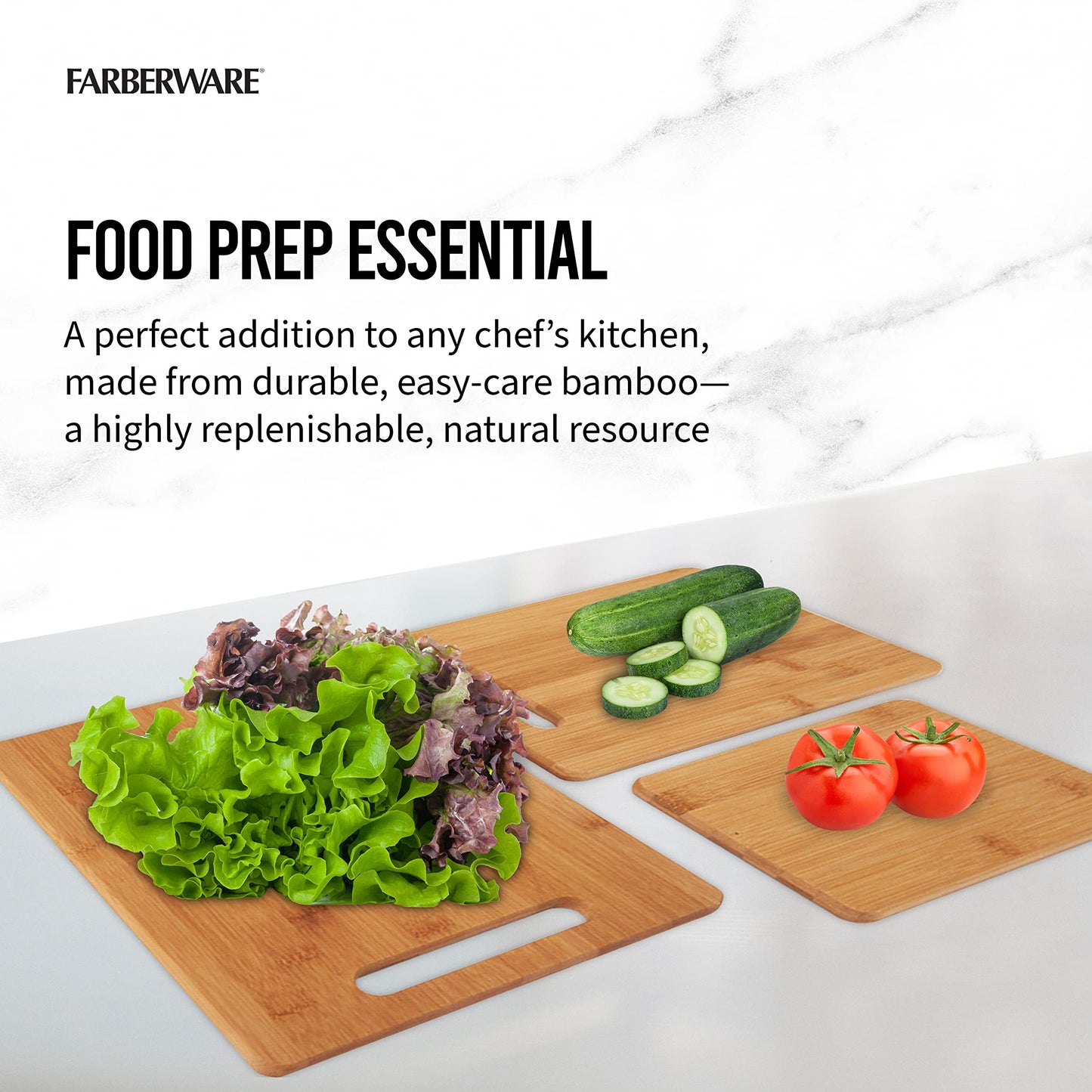 Farberware 3-Piece Reversible Bamboo Cutting Board Set