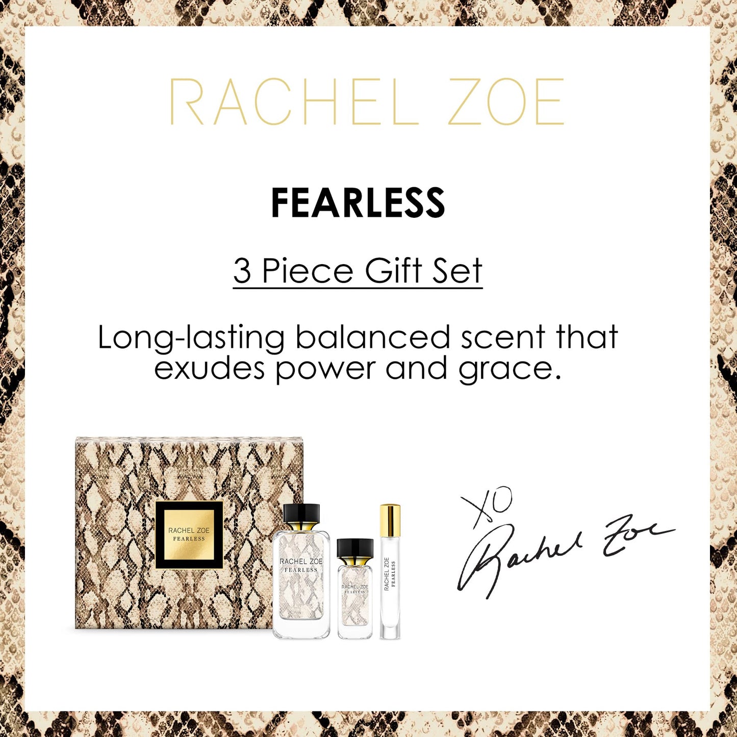 RACHEL ZOE Fearless Gift Set - Designer Women Perfume, Body Spray for Women - Vanilla Eau de Parfum Sprays - Ideal Perfume Gift Set for Women - 3 pc