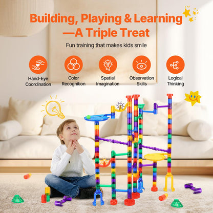 VEVOR 150-Piece Marble Run Set with Glow Marbles
