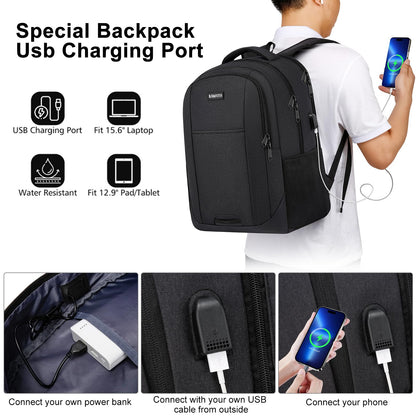 Black Backpack for School, School BackPack for Teens, Girls and Boys, with 15.6 inch Laptop Bookbag for College, Large Computer Back Pack with Compartments for Men & Women