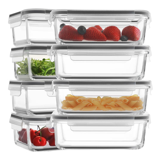 HOMBERKING 30oz Glass Meal Prep Containers - 8 Pack