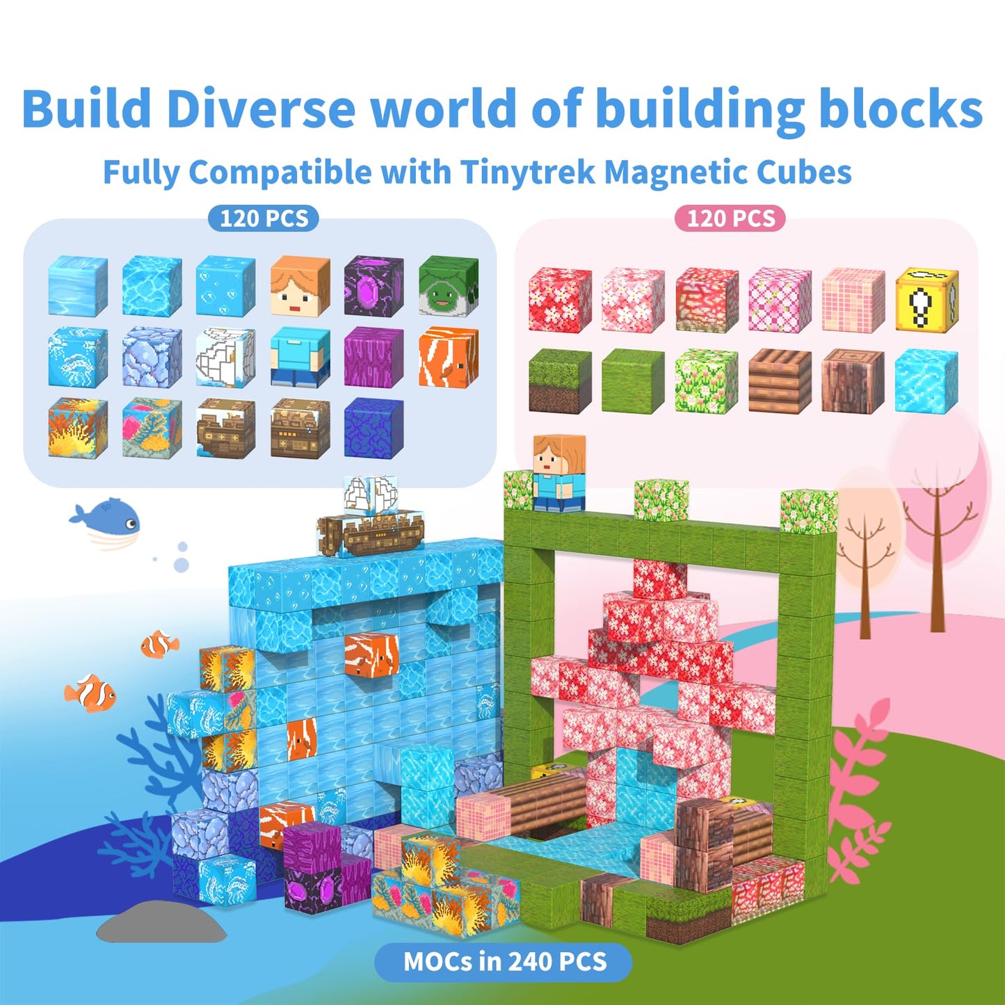 120PCS Magnetic Building Blocks Set for Kids