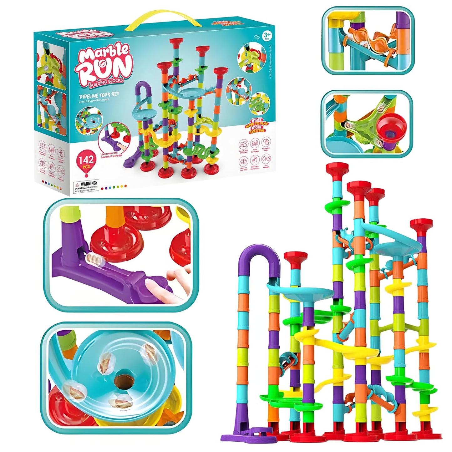 172 Pcs Marble Run STEM Toy for Kids