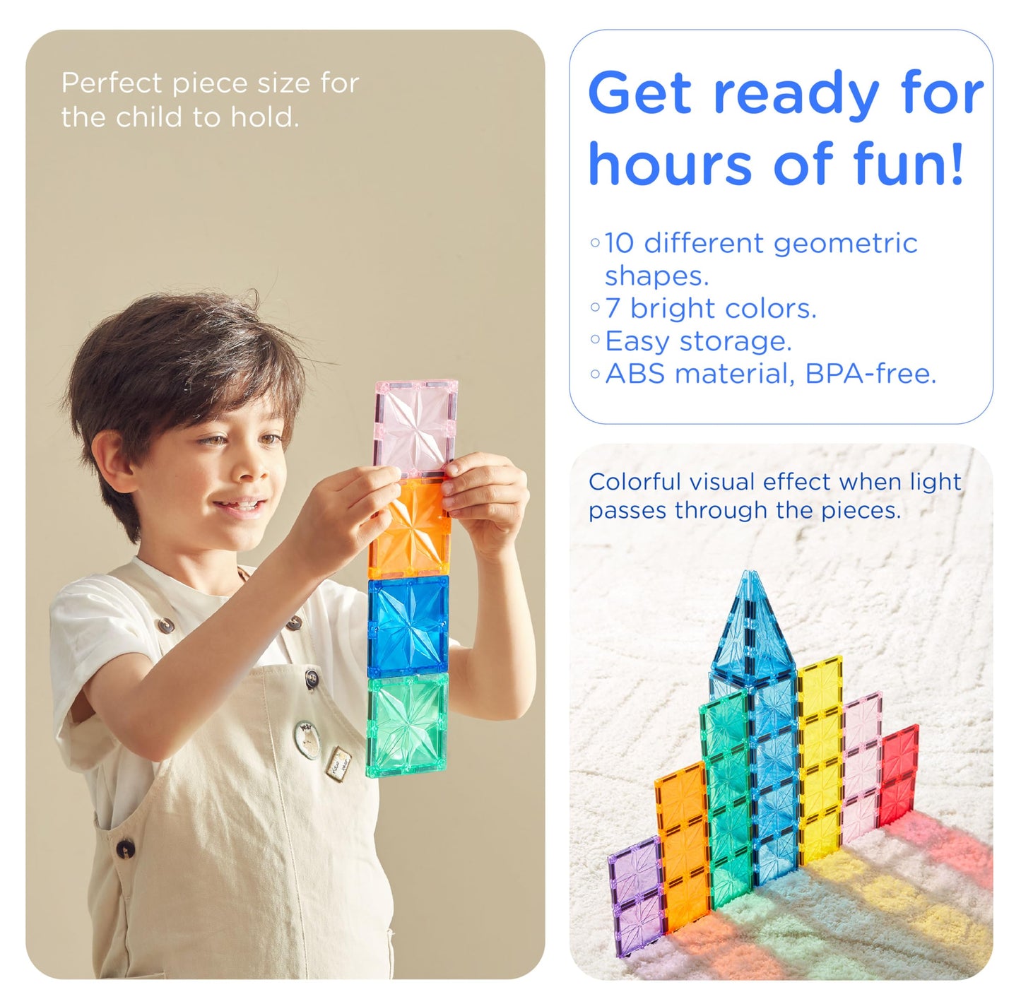 Magnetic Building Tiles Set for Kids 3D