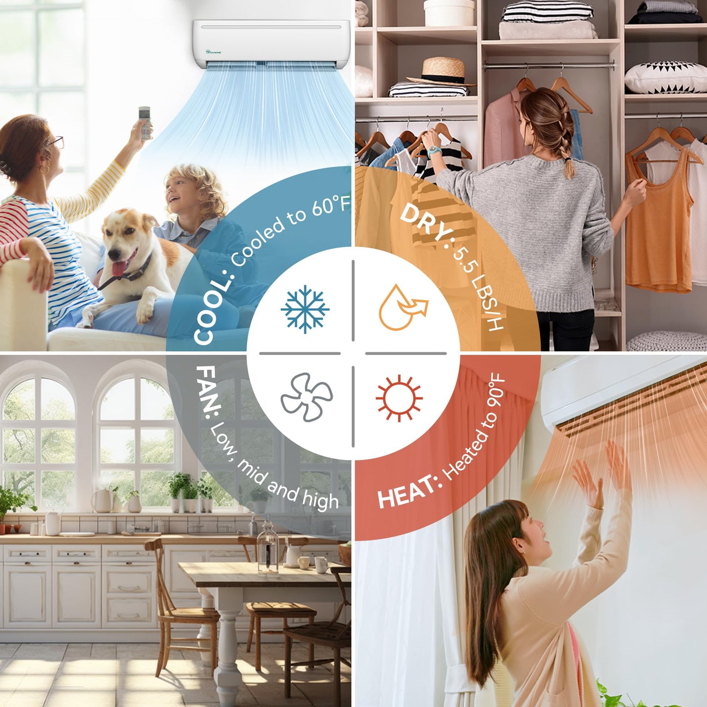 YITAHOME 21 SEER2 12000 BTU Mini Split Air Conditioner Heat Pump System, Wifi Enabled 208-230V Ductless AC Cool Up to 750 Sq. Ft, Compatible with Alexa, Complete Installation Kit, White