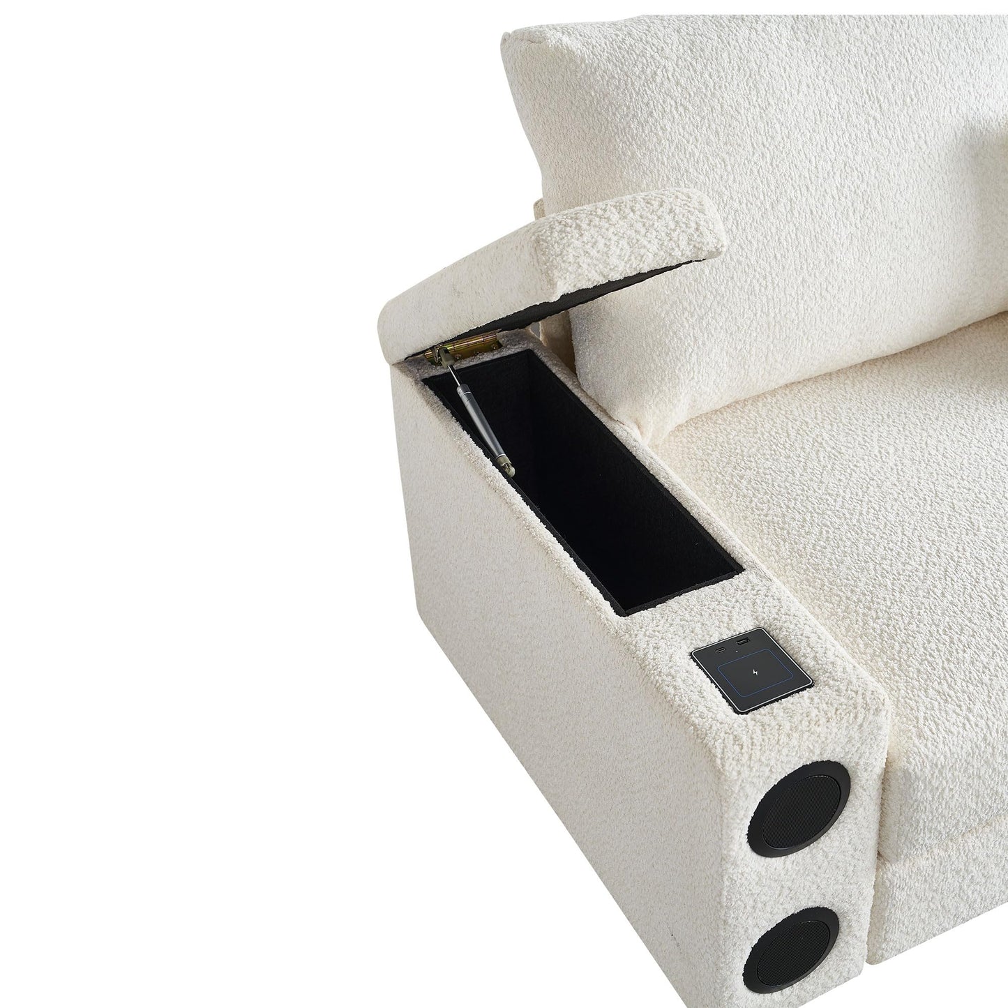 L-Shaped Sectional Couch with USB & Bluetooth