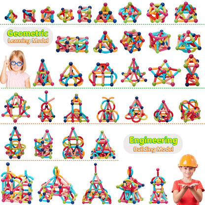 COUOMOXA 110 PCS Magnetic Building Blocks Toy-Stem Construction Building Set Learn Resource for Toddler Kids Magnet Toys for 3+ Year Old Montessori Toys for 3-6 Year Old Girl Boys Birthday Gift…