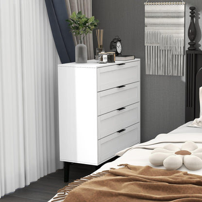 Modern White 4 Drawer Dresser for Bedroom