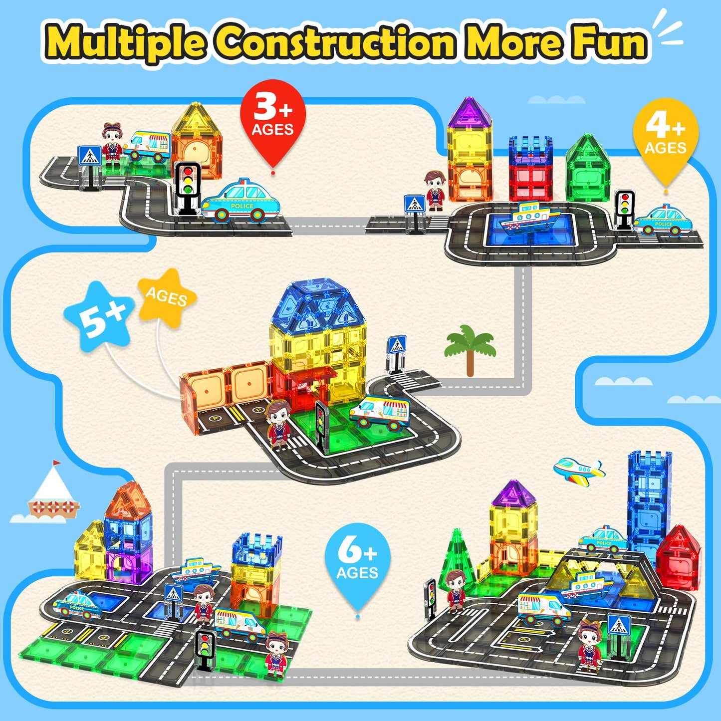 Magnetic Tiles Building Set with Magnet Car