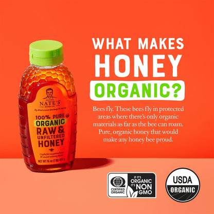 Nature Nate's Organic Raw Unfiltered Honey 16oz