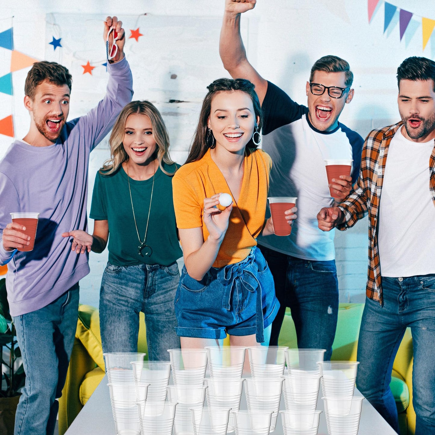 16 oz Clear Disposable Party Cups - 120 Pcs