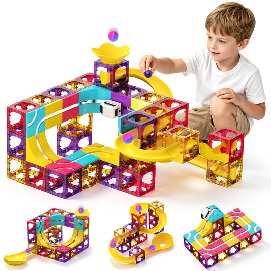 92 Piece Magnetic Train and Marble Run Set