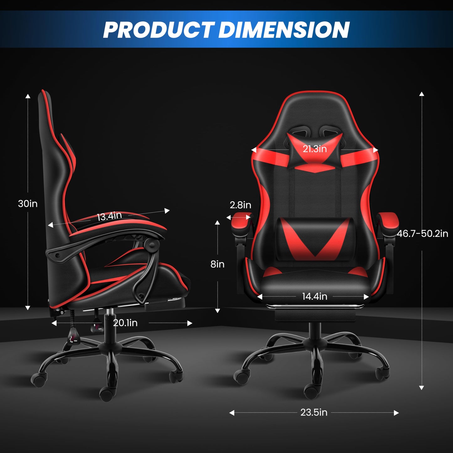 Ergonomic Gaming Chair with Footrest & Lumbar Support