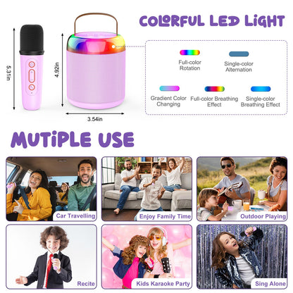 Portable Karaoke Machine with Bluetooth & Microphones