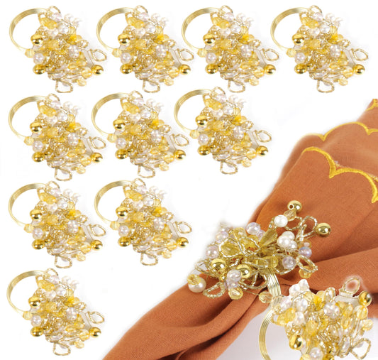 Napkin Ring Holders, Napkin Rings, Napkin Rings Set of 12, Napkin Ring Holders for Cloth Napkins, Serviette Rings of Precious Metal, Napkin Ring Set, Napkin Ring Bulk - Shiny Gold