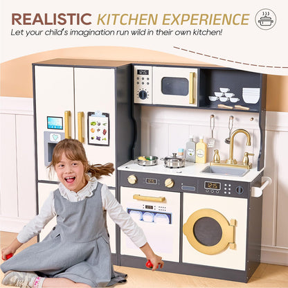 Kids Play Kitchen Set with Realistic Accessories