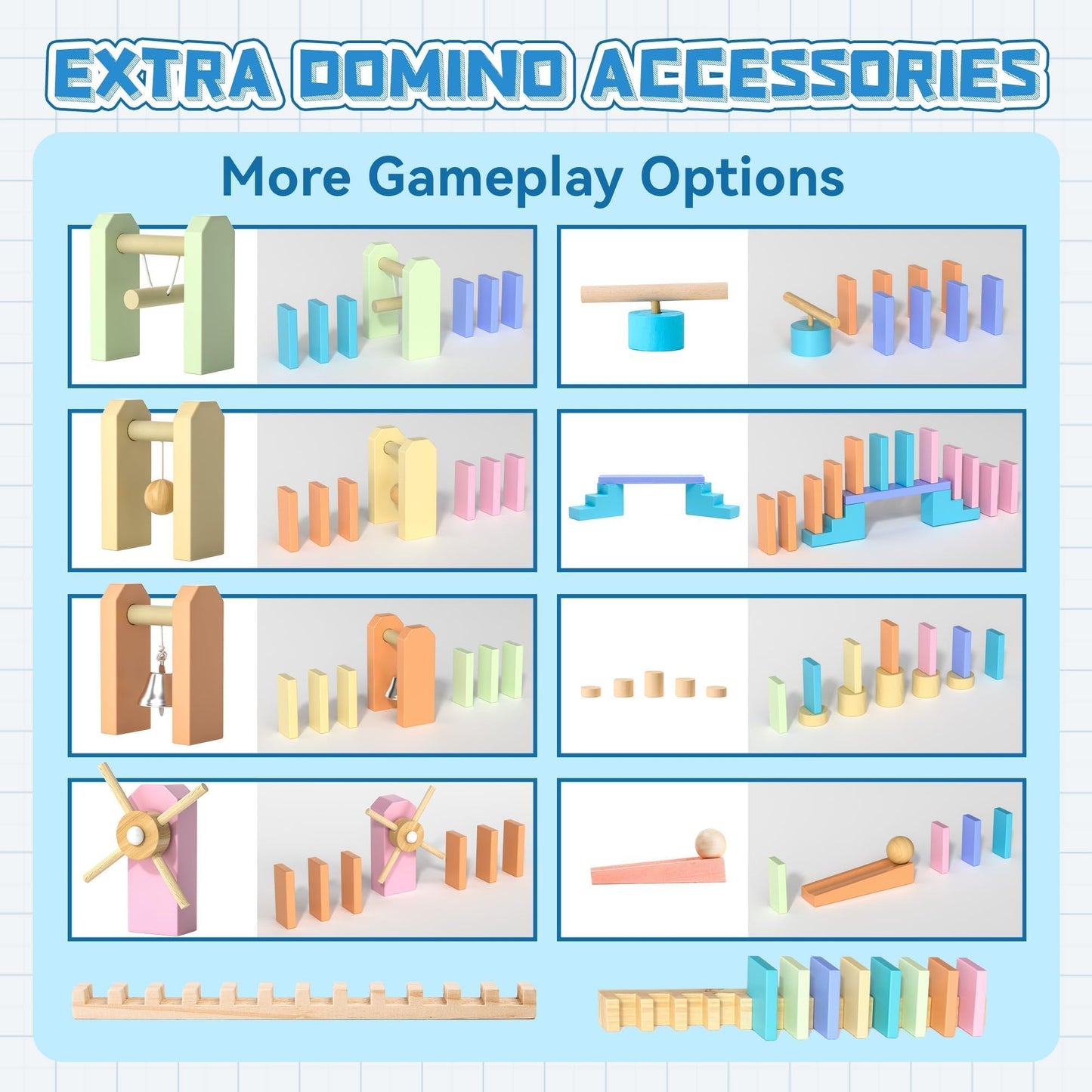 Wooden Dominoes Set with Storage Bag for Kids