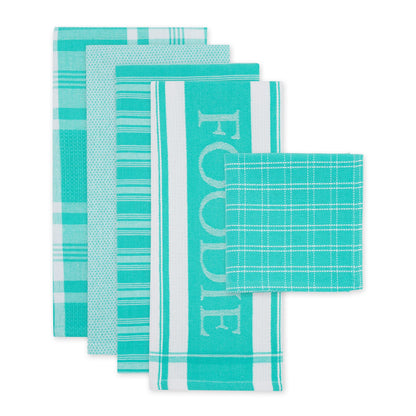 DII 5-Piece Teal Kitchen Dish Set