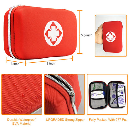 276Pcs First-Aid Kit Emergency-Kit Home-Car - First Aid Kits for Business Travel Essentials First Aid Bag Emergency Necessities for Boat Hiking Skating, Red YIDERBO