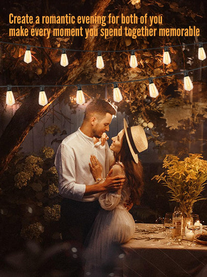 YUVITA 50FT Outdoor String Light, ST38 LED Patio Lights Waterproof with 25+2 Vintage Bulbs Shatterproof Energy Saving, 2700K Outside Hanging Edison Bulbs Lighting for Backyard,Bistro, Camping,Gazebo