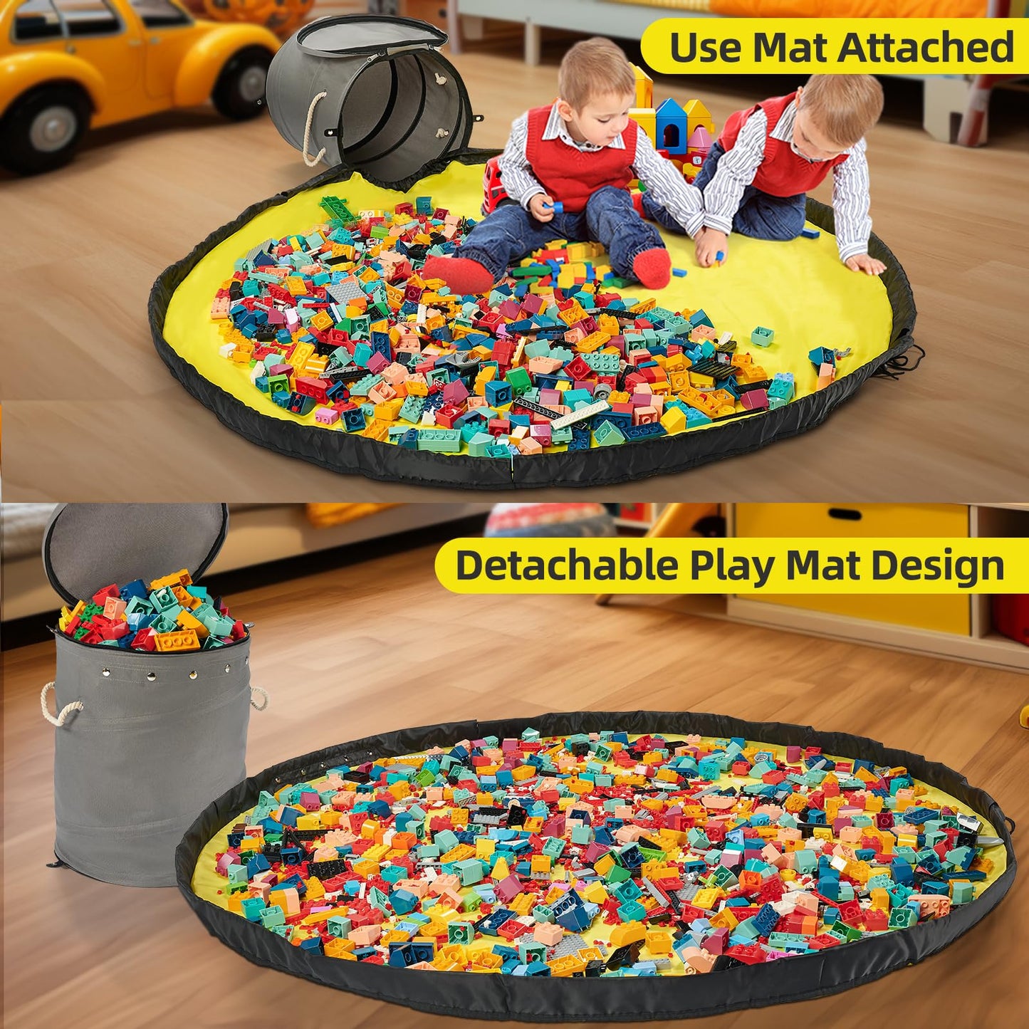 Toy Storage Basket with Play Mat for Kids