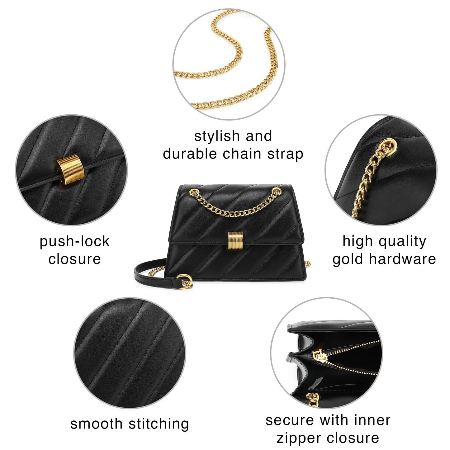 Scarleton Crossbody Bags for Women, Handbags for Women, Shoulder Bag Purse, Quilted Cross Body Bag Purses for Women, H211301 - Black