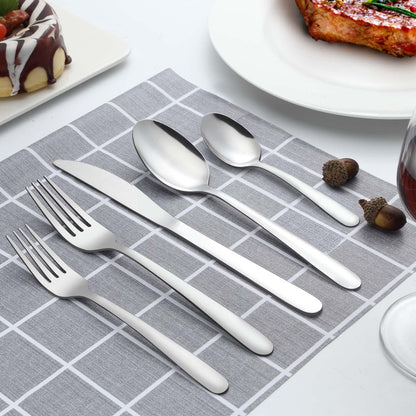APEO 60 Piece Stainless Steel Silverware Set for 12, Premium Polished Flatware Sets, Forks Spoons and Knives Set, Food-Grade Cutlery Set for Home Kitchen Restaurant Hotel, Dishwasher Safe Utensils Set