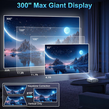 5G WiFi Bluetooth Projector, Pericat Native 1080P Movie Projector for Phone, Portable Outdoor Projector, 13000L Home Theater Video Projector, Mini Projector Compatible w/ PC, HDMI, USB, TV Stick, PS5