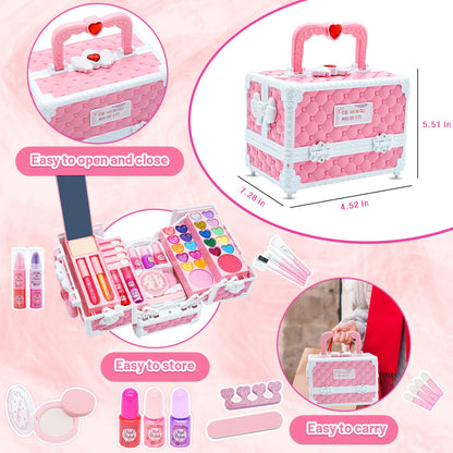 Kids Makeup Kit Girls Toys - Girls Makeup Kit for Kids, Little Girls Make up Set Safe & Non Toxic Makeup for Toddlers Children Princess, Christmas Birthday Gifts Toy for 4 5 6 7 8 Year Old Girl