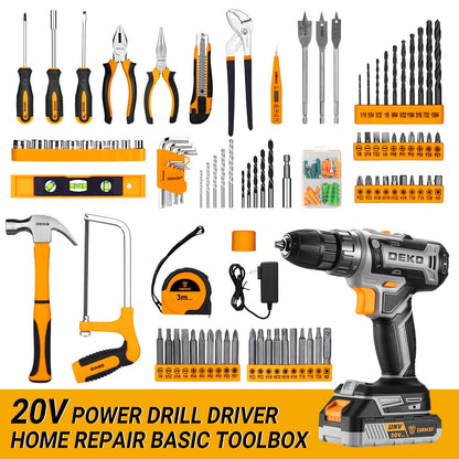 DEKOPRO 20V Cordless Drill Tool Kit Set