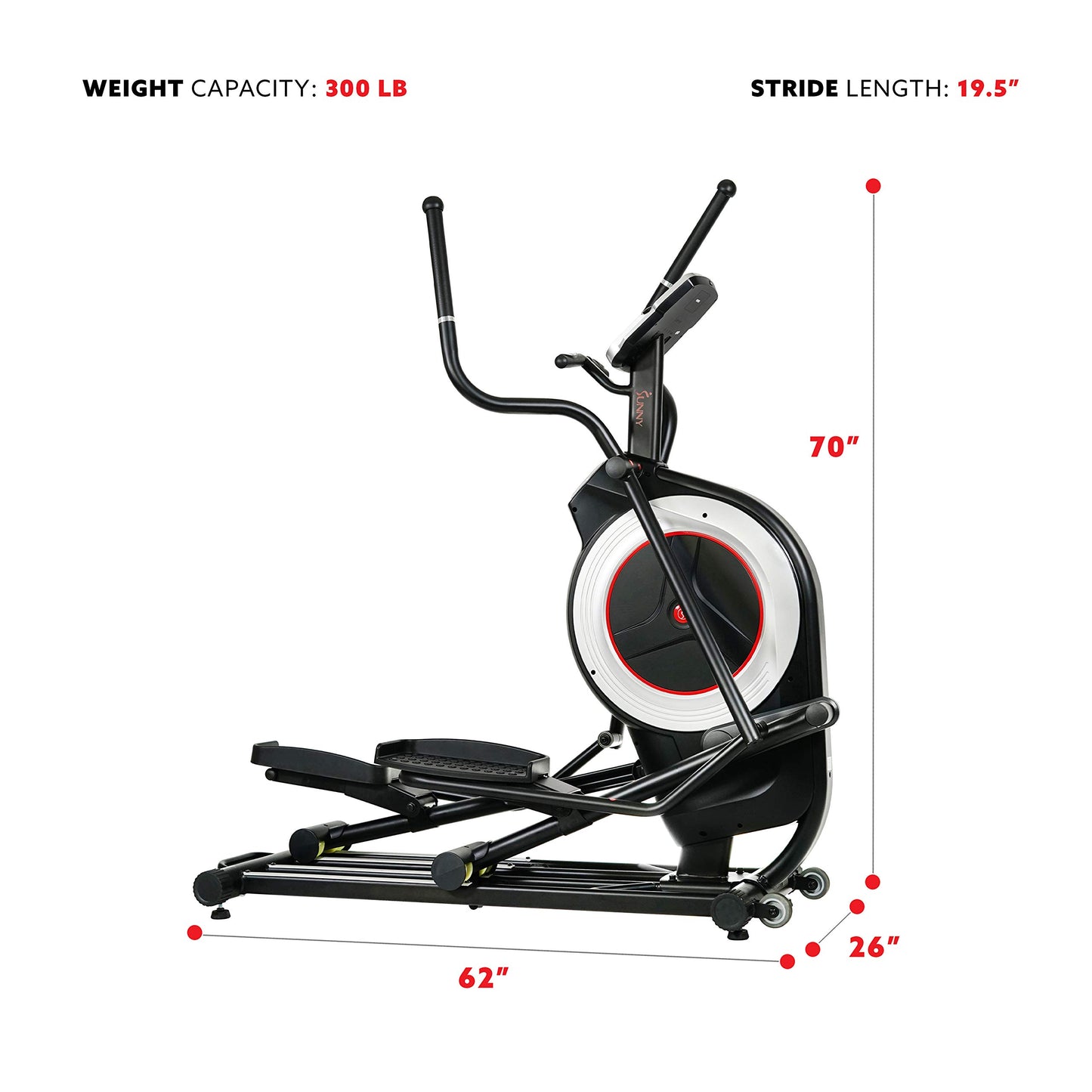 Sunny Health Elliptical Trainer with Heart Rate Monitor