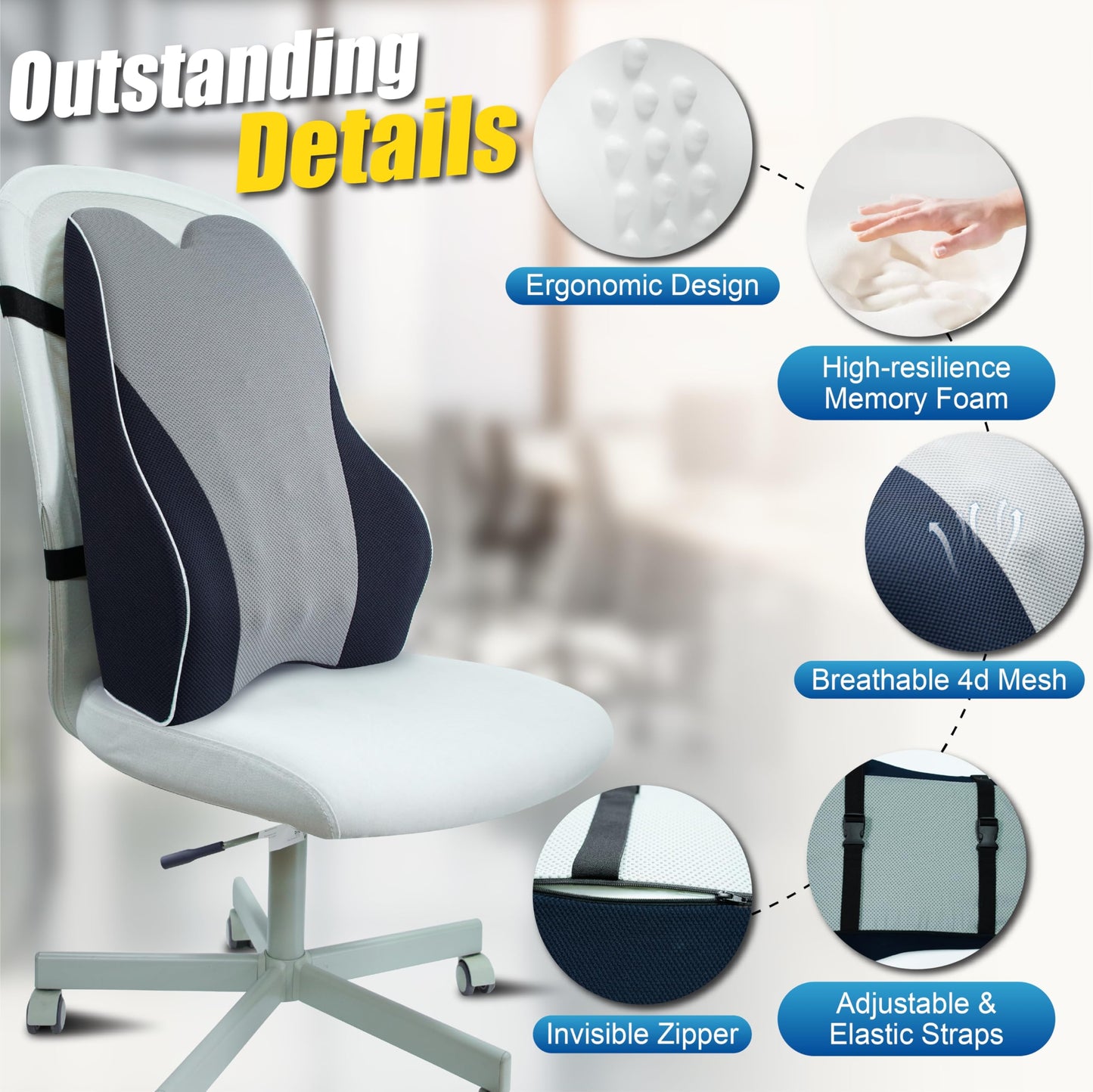 Ergonomic Memory Foam Lumbar Support Pillow