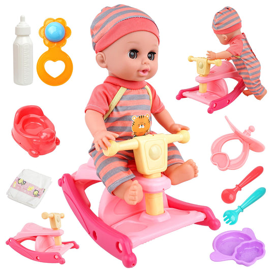 14" Realistic Baby Doll Playset with Accessories