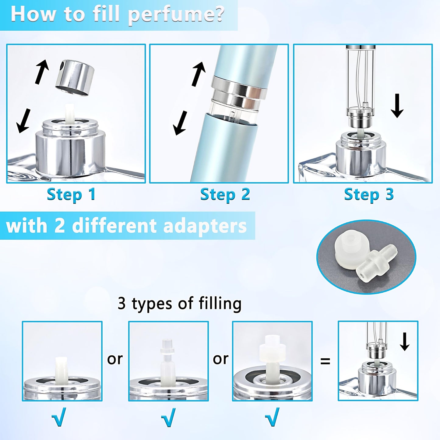 Refillable Perfume Atomizer Travel Bottle 2-Pack