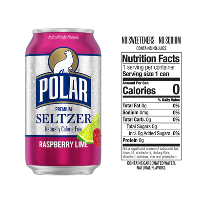 18 Pack Polar Seltzer Water Raspberry Lime